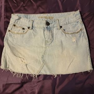American Eagle distressed denim mini skirt